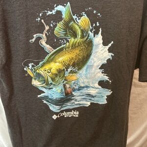 columbia PFG Gray T-Shirt Large Bass Fishing